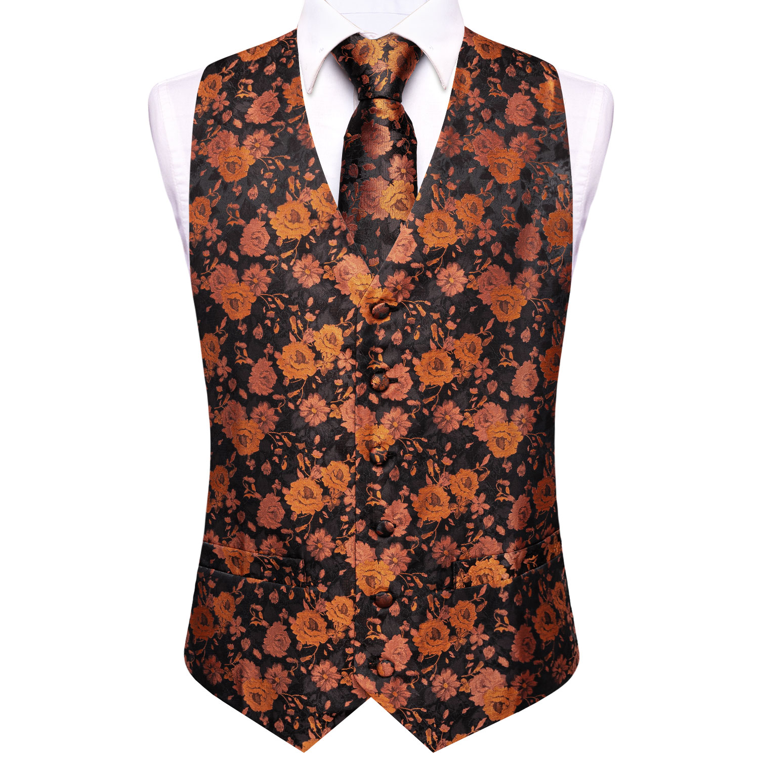 Set 5 Pezzi Gilet Floreale Ner - Pocket Square Set recensione e prezzo